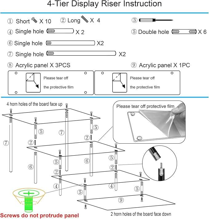 New Deal - 4 Tier Acrylic Perfume Organizer Stand Clear Display Risers for Perfume Cologne Cosmetic Skincare Funko POP Dessert Cupcake Stand Holder 11.6 IN Long 3.0 IN Wide 5.8 IN Total Height