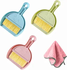 3 Packs of Mini Little Broom and Dustpan, Small Dustpan and Brush Set, Kids Dustpan and Broom Set for Cleaning Tables, Sofas, Cars, Keyboards, Kitchen Countertops. Fgxcjd
