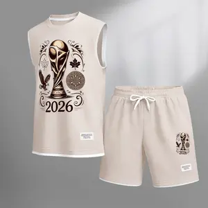 Summer Men’s Sleeveless Tank & Shorts Set, 2026 World Cup Graphic, Lightweight Gym Activewear, Casual Sport & Streetwear, Trending Men’s Outfit for TikTok