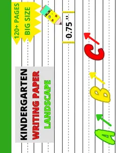 Kindergarten Writing Paper Landscape: With Dotted Lines , Handwriting Practice Paper for Kids , Big Size