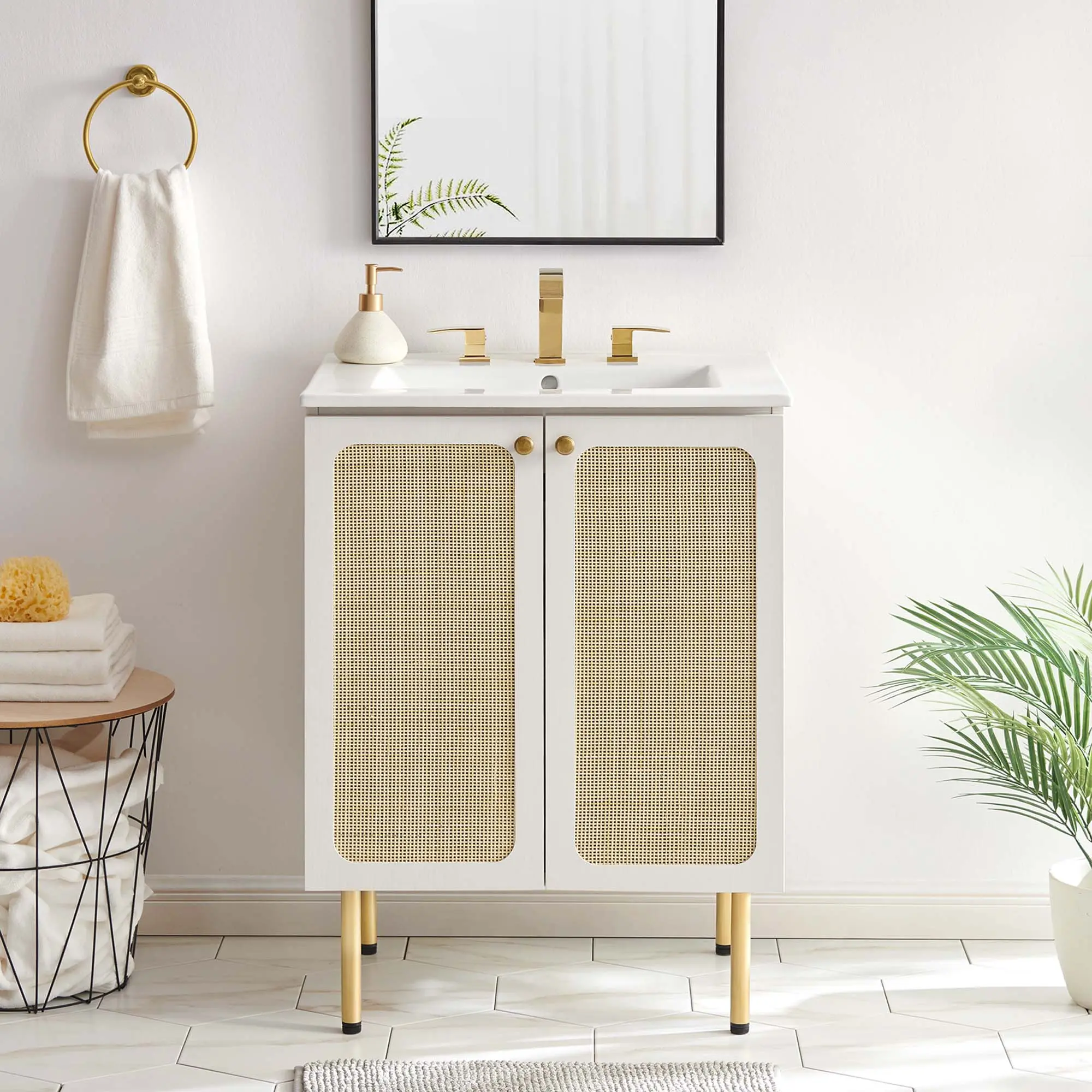 Chaucer 24" Bathroom Vanity Cabinet (Sink Basin Not Included) in White