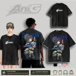 Zhu Yuan Zenless Zone Zero Washed Tshirt, ZZZ game Oversize 2 Sided Cotton unisex graphic Tshirt, game movie Tops graphic tee, best gift for him