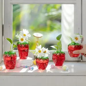 Glass Strawberry Propagation Vases for Plants: Cute Strawberry Decor for Home Kitchen Bathroom Office - Unique Indoor Hydroponic Planters Gifts for Mom Women