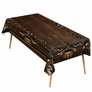 EastJia Made in USA Vintage Floral European Wood Grain Pattern Tablecloth, Washable Reusable Polyester, Ideal for Family Gatherings, Dining Parties, Living Room, Kitchen & Dining Area Decor, Elegant Gift