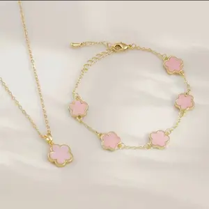 Pink Clover Necklace