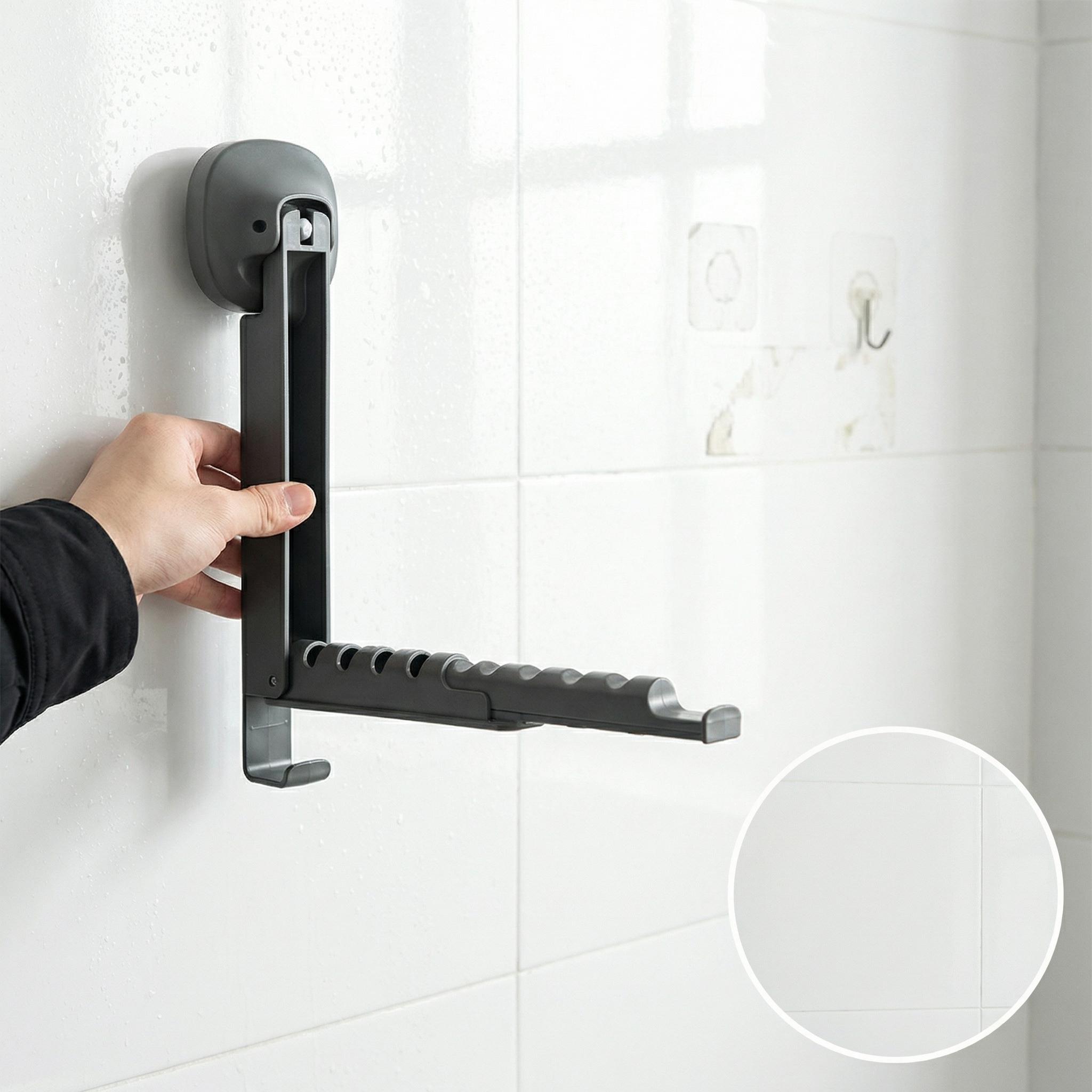 Retractable Suction Cup Clothes Drying Rack, No Drill Wall Mounted Laundry Hanger, Space Saving Foldable Clothes Holder for Laundry Room/Balcony Retractable Suction Cup Clothes Drying Rack, No Drill Wall Mounted Laundry Hanger, Space Saving Foldable Clothes Holder for Laundry Room/Balcony