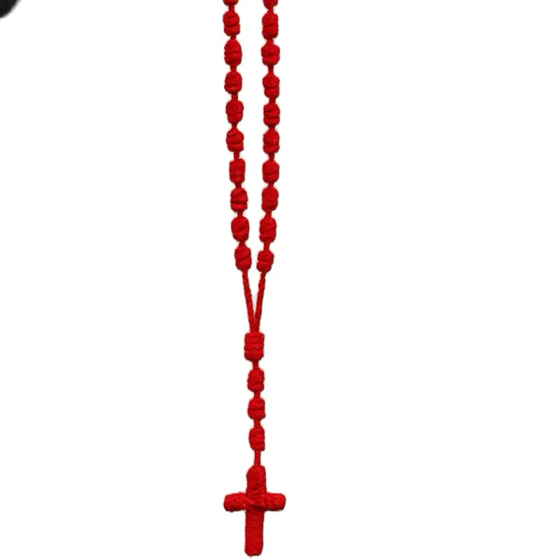 Rosario Handmade Red Beaded Necklace - Unique Handcrafted Jewelry for Women and man