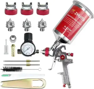 Professional HVLP Air Spray Gun Set with 1.4/1.7/2mm Nozzles Air Compressor Regulator Paint Gun Kit 1000cc Capacity Cup Air Spray Paint Gun for Car Primer Painting,Furniture Spraying,Wall Painting,Base Coatings painting  tools lirun sprayer Gravity Feed
