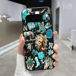 Rounded Edge Phone Case for Google Pixel 10 9 8 7 Pro A XL Western Dreamscape Pattern Shockproof Liquid Silicone TPU Bumper Drop Protection Cover Smartphone Casing