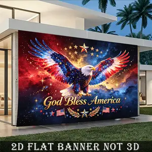 Lightweight American Flag Framed Wall Hanging Tapestry, Red-White-Blue Patriotic Banner with Iconic Independence Day Motifs for 250th Anniversary & 4th of July Party & Outdoor Entrance Decorations