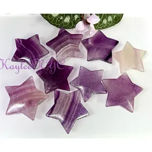 Wholesale Lot 9 PCs Natural Magenta Fluorite Crystal Stars Healing Energy