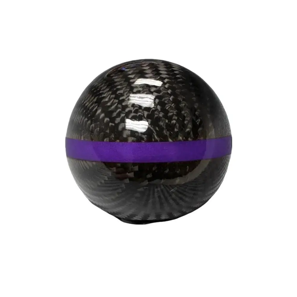 Universal Real Carbon Fiber Ball Manual Gear Shift Shifter Knob With Purple Stripe