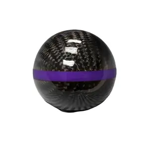 Universal Real Carbon Fiber Ball Manual Gear Shift Shifter Knob With Purple Stripe