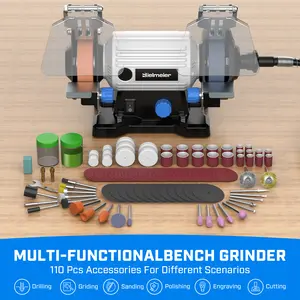 Bielmeier 3" Bench Grinder, Rotary Tool With 110pcs Accessories, Bench Buffer Polisher With Long Flexible Shaft (105cm), Ideal For Wood, Jewelry, Metal, Plastic, Stone, Compact Design, Weight Only 3.97LB, Low Noise, Low Vibration, Easy To Use