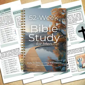1-Year Bible Study Journal | Portable 5.4x8.3 inches, featuring daily reading tracker, weekly blessings, and reflection questions. Ideal for church groups, believers, and faith enthusiasts to deepen their relationship with God and integrate faith into dai