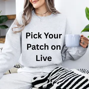 Custom Patch and Color Sweatshirt Crewneck, Women's Crewneck Chenille Patches Pullover.