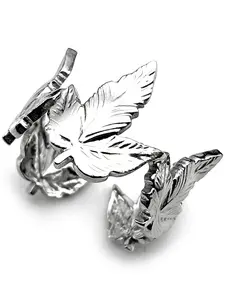 Vintage Maple Leaf Ring for Men Women Stainless Steel Silver Color Adjustable Finger Rings Plant Leaves Party Gift