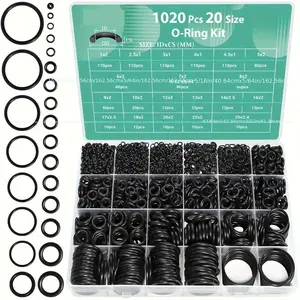 1020 Pcs O-Ring Kit 20 Sizes Nitrile Rubber O-Rings Assortment Set for Car Auto Vehicle Repair Faucet Plumbing Air Gas Sealing Connections High-Quality NBR Material
