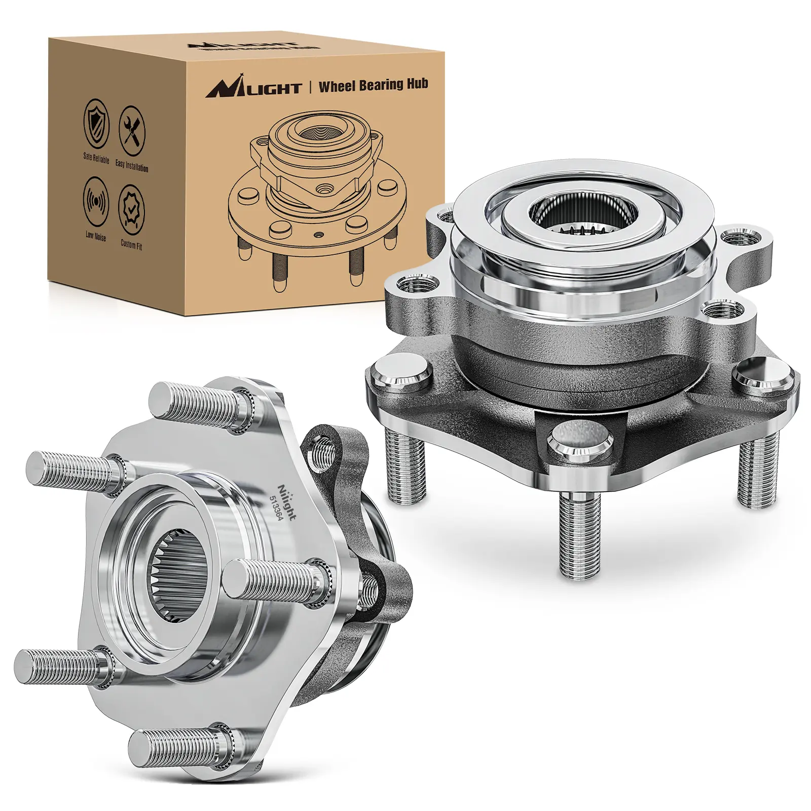 Nilight Front Wheel Bearing and Hub Assembly for Nissan Sentra 2013-2019 | For Nissan NV200 2013 2014 2015 2016 2017 2018 2019, Leaf 2013-2017, Chevy City Express 2015–2018, 513364-2Pack