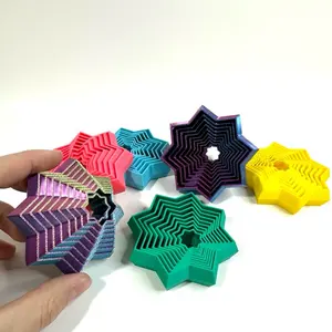 8-Sided Star Fractal Fidget Accessory - 3D Printed Unique Geometric Design, Custom Color Options home desk figure