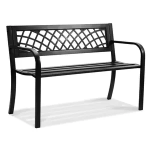 【fathersdaygift】VEVOR Outdoor Bench46 inches Metal Garden Bench for Outdoors480 lbs Load Capacity Bench Outdoor Garden Park Bench with Backrest and ArmrestsPatio Bench for GardenParkYardFront Porch