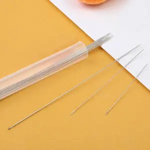 34 pcs bead needles center opening curved bead needles Set with straight beaded needles needle threader ferrule Needle Crafts Kit
