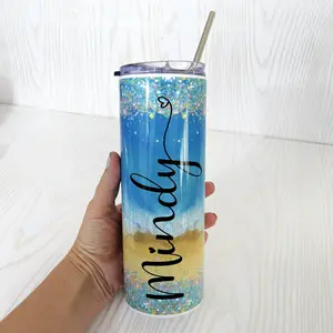 Beach Tumbler Beach Waves Personalized With Name - 20oz Stainless Steel - Custom Bridesmaid Gifts - Girls Weekend Travel Cup Gift (Copy)