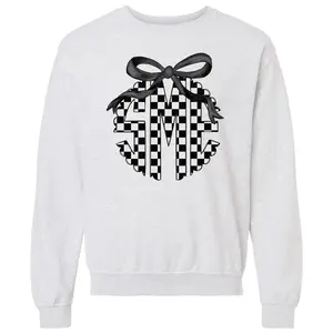 *CUSTOMIZABLE* Bow & Black Checker Monogram Sweatshirt 'NLB'
