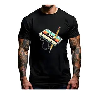 Retro 80s Cassette Tape Music Nostalgic T-Shirt For Men Comfortable Pure Cotton Round Neck Casual Wear Perfect Gift Black