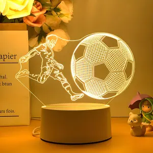Decorative Football Night Light, Dynamic Player Action & Glowing Goal Net, USB Powered Bedside Lamp, Modern Sports Fan Table Lamp, Atmosphere Light