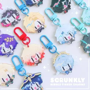 HSR + ZZZ Scrunkly Middle Finger Acrylic Keychains