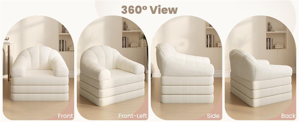 Yaheetech 2-in-1 Folding Sofa Bed , Convertible Tri-Fold Floor Sleeper No Assembly Required with U-Shape Armrests and Built-in Carry Handle for Living Room and Bedroom