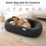 Human Dog Bed, Ultra-Soft Plush Giant Dog Bed with Egg Crate Foam, Non-Slip Base, and Machine Washable Cover - Ideal for Relaxation and Napping, Send blankets and pillows, Fits You & Pets