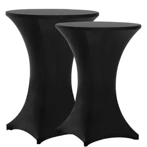 2 Pack 30X42 Inch Highboy Spandex Cocktail Table Cover Black, Fitted Stretch Cocktail Tablecloth for Round Tables (2PC 30X42 Black)