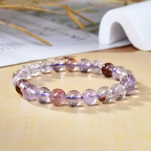 Amethyst Phantom Quartz Bracelet, Spiritual Growth & Manifestation Crystal