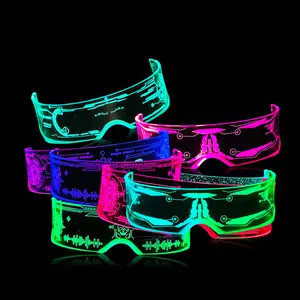 Futuristic Cyberpunk LED Light Up Glasses, Flashing Luminous Eyewear for Parties, Bars & Music Festivals