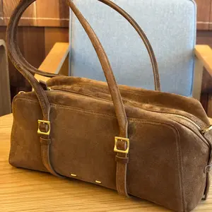 Hot-Selling Genuine Leather Women's Bag Retro Suede Cowhide Suede Boston Bag Tote Bag Handbag Shoulder Bag
