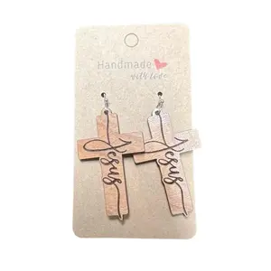 Matthew 11:15 Handmade Jesus Earrings - Wooden Cross Design Handcrafted with Love Jewelry