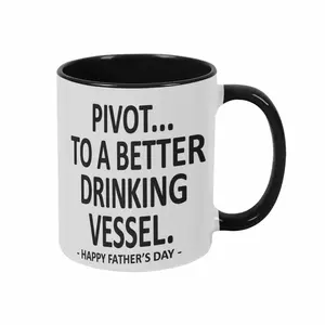 Pivot To A Better Drinking Vessel Mug (11oz/15oz) Funny Quote Typography Print Durable Ceramic Cup With Comfortable Handle Perfect For Father’s Day Gift Office Coffee Time Home Kitchen Use Birthday Celebration Friendship Appreciation Holiday Present