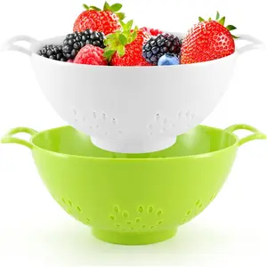 6-inch Small Colander, , Dishwasher Safe, Double Handles, Compact  Strainer for Berries, Veggies and Pasta, 3-Cup Capacity, Green and White, 2-Pack