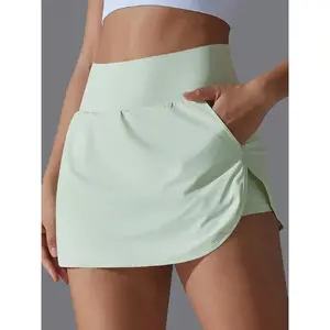 Women's Solid Color Sports Skort, Breathable Comfortable Tennis Skort, Ladies Sportswear for Indoor and Outdoor Wear, Workout Skorts