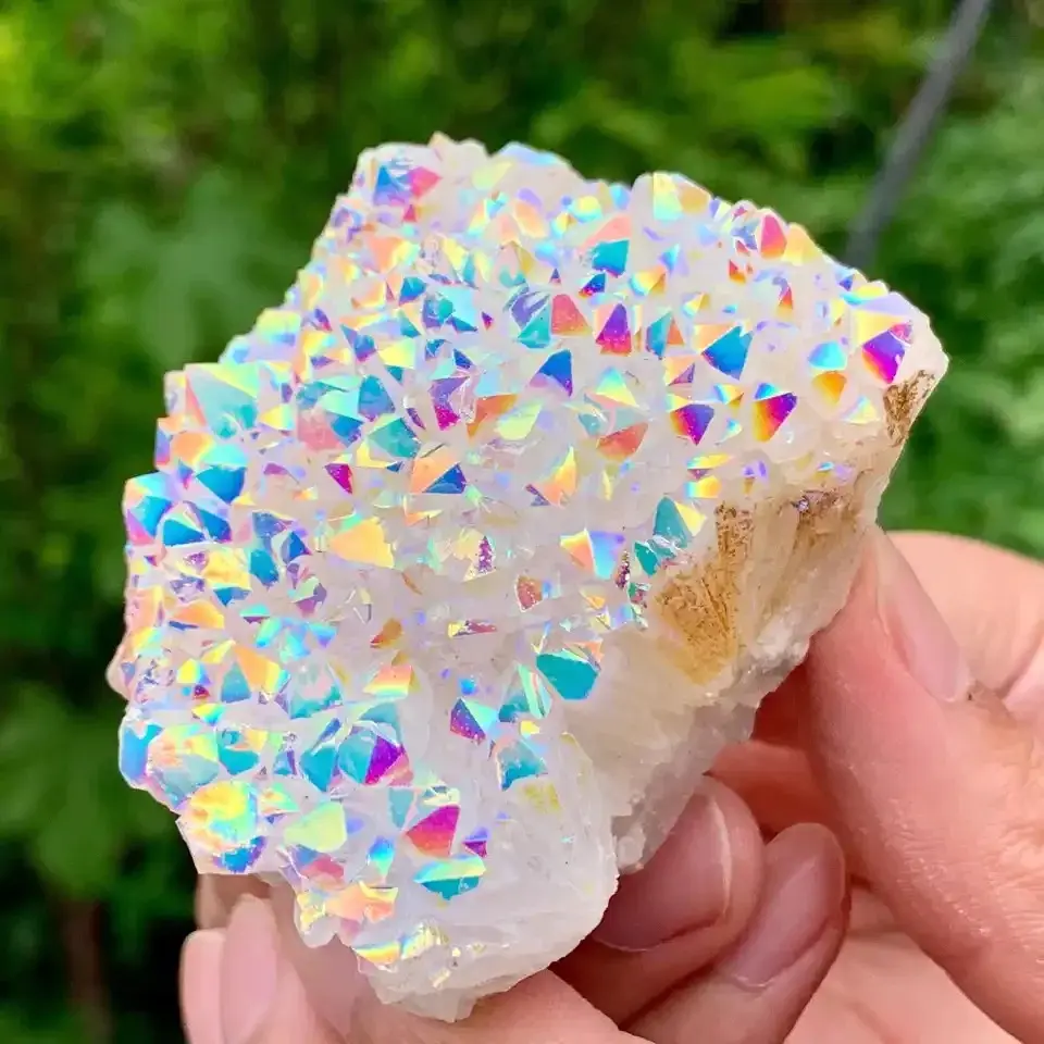 Angel Aura White Quartz Crystal Cluster, Crystal Mineral Rocks Specimens, Healing Meditation Chakra Reiki Crystal Cluster, Home Office Table Decoration Ornament, Christmas gift, Birthday gift, Crystal gift, Crystal collection, Valentine's Day gift