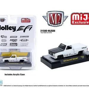 M2 Machines 1:64 1978 Chevrolet Silverado Holley Custom White 31500-MJS88 Exclusives with Acrylic Case