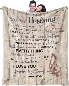 Husband Gifts from Wife, Gifts for Husband, Anniversary Wedding Gifts for Husband, Husband Birthday Gift Ideas, Gifts for Him, to My Husband Gifts/Presents Blanket 60"x50"