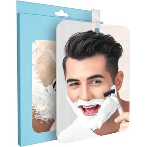 Shower Mirror Fogless, 7.8In x 9.8In Fogless Mirror for Shower, Shower Mirror Fogless for Shaving with 1 Adhesive Hooks, Bathroom Shatterproof Shaving Mirror for Men Shaving in Shower