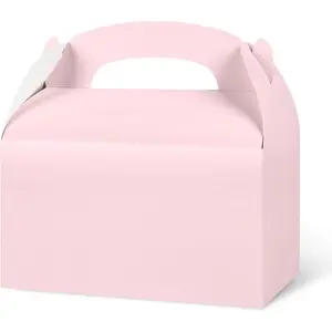 36 Pack Pink Party Favor Treat Boxes with Handle For Baby Shower, Birthday, Bridal Shower, Wedding All Occasion, Small Gable Boxes For Small Business 6.18 x 3.58 x 3.38 Inches