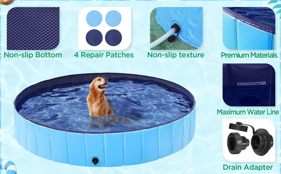 【All Size】Yaheetech Cooling Foldable Pet Swimming Pool, Portable Dog Bath Tub Indoor and Outdoor, PVC Portable Wash Tub for Pet Dogs for Garden/Beach/Yard/Home Use