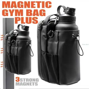 Magnetic Water Bottle Carrier Bag, Portable Insulated Gym Bottle Holder with Magnetic Attachment, Hands-Free Sports Bag for Gym, Travel, Work & Fitness, Suitable for Men & Women, Handsfree