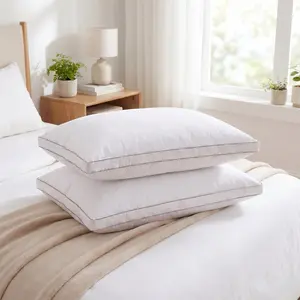 Goose Down Pillow, Queen Size Set of 1 with 3-Layer Design, Hotel Down Bed Pillow for Side, Back, and Stomach Sleepers, Soft 600 Thread Count Cotton Cover–Luxury Hotel Pillows Quality (20" x 28")