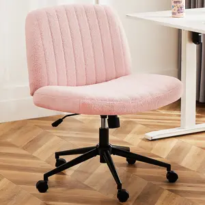 【Valentine's Day Gifts】Sweet Furniture Criss Cross Chair - Armless Desk Chair No Wheels Cross Legged Office Chair Wide Swivel Home Office Desk Chairs,Christmas Present Gift Enhanced Seat Cushion